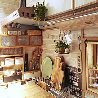 キッチン/リメイクシート/びん♡/パタパタ扉/スパイスラック DIY...などのインテリア実例 - 2016-06-24 11:31:17