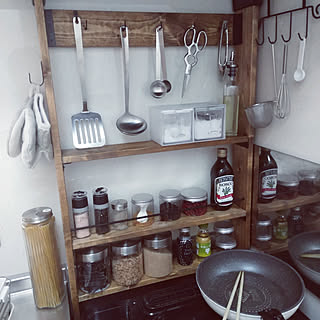 キッチン/モノトーン/100均/DIY/スパイスラック DIYのインテリア実例 - 2019-11-21 16:02:01