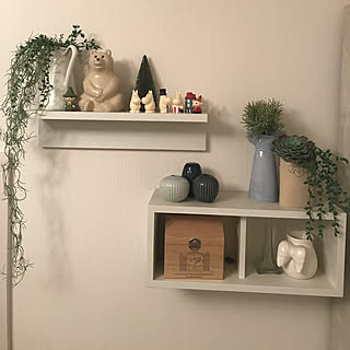 棚/無印良品/ケーラー ハンマースホイ/しろくま貯金箱/ムーミン大好き♡...などのインテリア実例 - 2018-10-16 21:46:07