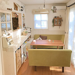 部屋全体/リビングダイニング/ダイニングソファ/DIY/ナチュラル...などのインテリア実例 - 2017-11-24 15:35:45