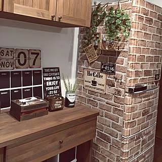 キッチン/万年カレンダー/調味料入れ/セリアリメイク/フェイクグリーン...などのインテリア実例 - 2015-11-06 23:28:45