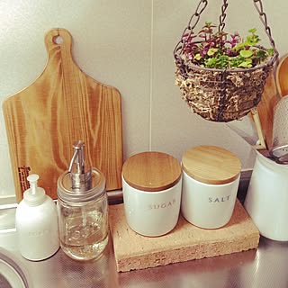 キッチン/初投稿/メイソンジャーディスペンサー/多肉初心者♡/3COINS...などのインテリア実例 - 2014-12-12 19:07:26