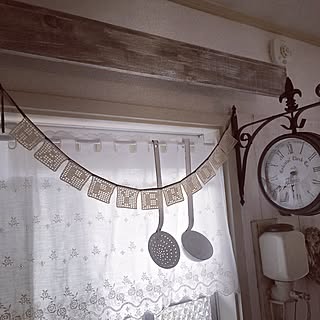 キッチン/フラッグガーランド/レース編み/お友達のハンドメイド作品/オーダーメイド...などのインテリア実例 - 2014-08-29 07:48:21