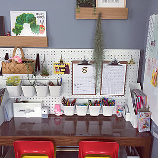 机/IKEAの小物入れ/パンチングボード/子供と暮らす/ペンコ文具...などのインテリア実例 - 2017-08-23 17:00:19