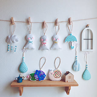 梅雨でもほのぼの楽しく...♪*゚/ガーランド/ハンドメイド/いいね♪ありがとうございます♡*./いつもありがとうございます♡/コメントお気遣いなく◡̈ *₊♡...などのインテリア実例 - 2019-05-19 15:47:08