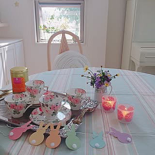 机/パステルカラー/テーブルクロス/ローラアシュレイ/ティーキャンドル...などのインテリア実例 - 2017-04-16 17:58:06