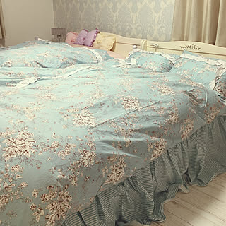 布団カバー　花柄/布団カバー　ブルー/寝室/ベッドルーム/フレンチシック...などのインテリア実例 - 2020-01-05 18:51:18