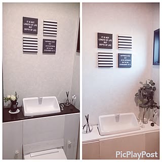 バス/トイレ/白黒グレー/ストライプ/白黒/ハンドメイド...などのインテリア実例 - 2017-03-02 03:03:30