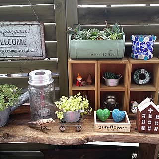 部屋全体/古材利用/DIY棚/NO GREEN NO LIFE/賃貸でも楽しく♪...などのインテリア実例 - 2017-05-03 11:44:45