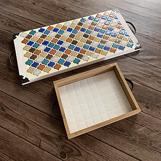 セリア タイルシール/モロッコタイル柄/廃材DIY/セリア/100均DIY...などのインテリア実例 - 2019-06-22 12:12:19