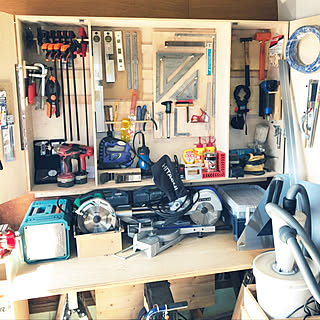 壁/天井/工具/旦那さんの趣味です(>人<;)/興味のない方すみません/工具入れDIY...などのインテリア実例 - 2018-10-21 18:20:54