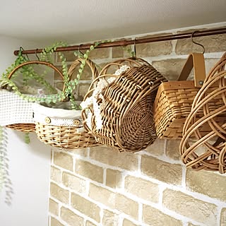 かご収納/かご/ナチュラルインテリア/ナチュラル/つっぱり棒...などのインテリア実例 - 2016-05-17 20:38:13