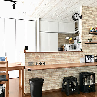 レンガ調クロス/カフェ風インテリア/カフェ風/お気に入り/両面時計...などのインテリア実例 - 2019-03-12 16:37:07