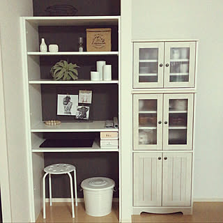 目隠しシート/食器棚/IKEA/モノトーンインテリア/賃貸インテリア...などのインテリア実例 - 2018-10-31 22:50:22