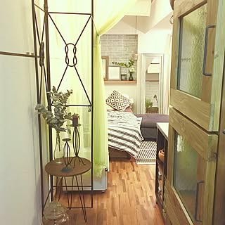 部屋全体/アイアンフェンス/ミニテーブルDIY/賃貸/一人暮らしのインテリア実例 - 2016-07-05 21:45:33