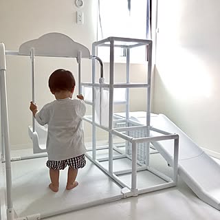 部屋全体/ホワイトインテリア/ジャングルジム滑り台/ジャングルジム/おもちゃ...などのインテリア実例 - 2017-06-17 17:20:43