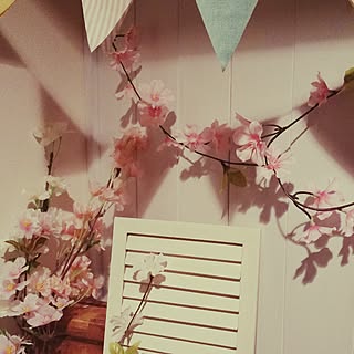 玄関/入り口/桜/手作りルーバー/DIY 雑貨/ルーバーDIY...などのインテリア実例 - 2017-04-13 06:10:34