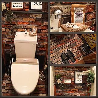 バス/トイレ/フレーム/リメイク/DIY/レンガ壁紙...などのインテリア実例 - 2016-01-23 21:18:50