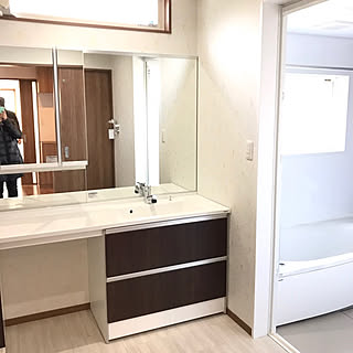 バス/トイレ/引き出し収納/大きな鏡/Panasonic洗面台/洗面台+作業台...などのインテリア実例 - 2018-03-08 17:23:36