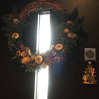 玄関/入り口/ジュニパー/クリスマスリースハンドメイド/玄関ドア/クリスマスのインテリア実例 - 2018-12-02 19:04:31