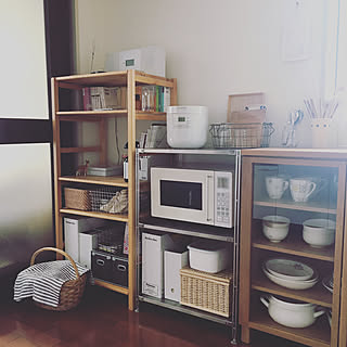 棚/無印良品/食器棚/一人暮らし/かご...などのインテリア実例 - 2019-08-25 13:29:10