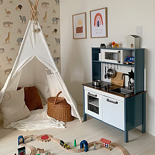 部屋全体/ポスター/IKEA/子供部屋/おままごとキッチン...などのインテリア実例 - 2020-02-01 08:49:25