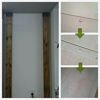 キッチン/ディアウォール/壁に穴を開けずに床に穴開けた/マスキングテープ/BRIWAX ジャコビアンのインテリア実例 - 2016-11-28 10:29:49