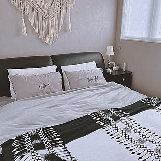 ベッドルーム/寝室インテリア/寝室/黒いベッド/マクラメタペストリー...などのインテリア実例 - 2020-01-23 14:50:44