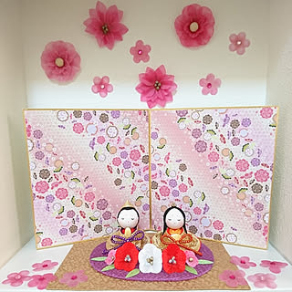 棚/ニッチディスプレイ/屏風、周りアレンジ全て100均/ハンドメイド☆/ダイソー♡...などのインテリア実例 - 2019-02-13 18:03:42