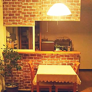 キッチン/カフェ風/ナチュラルキッチン/カフェ風インテリアを目指して/レンガシート...などのインテリア実例 - 2015-11-11 22:38:53