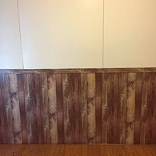 部屋全体/腰板風/ダイソーリメイクシート/100均/木目調シート...などのインテリア実例 - 2018-07-24 16:51:21