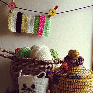 棚/weaving/ダイソーの毛糸/ハンドメイド/娘作のインテリア実例 - 2014-12-18 09:06:16