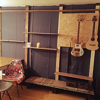 棚/ディアウォール棚/ギターを壁掛けに/DIY/ハンドメイド...などのインテリア実例 - 2017-02-26 18:36:36