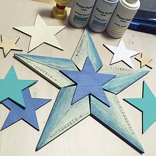 机/スターオブジェ/ハンドメイド/スター/白青/ウッドスター...などのインテリア実例 - 2016-06-10 22:05:00