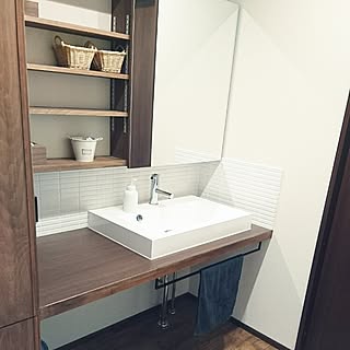 バス/トイレ/造作洗面台/無垢材/タイルのインテリア実例 - 2016-05-12 22:37:50