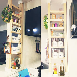 キッチン/初DIY/ディアウォール/ディアウォール棚/ディアウォール DIY...などのインテリア実例 - 2019-04-19 15:24:57