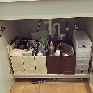 見え張り袋/貧乏性/無印良品/ショップバック収納/洗面台下収納...などのインテリア実例 - 2020-06-20 22:34:58