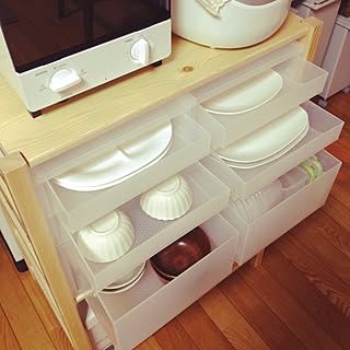 キッチン/パイン材ユニットシェルフ/食器/一人暮らし/ナチュラル...などのインテリア実例 - 2016-03-10 19:54:51