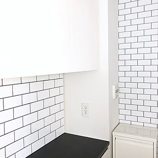 キッチン/サブウェイタイル風壁紙/マンション/サブウェイタイル/シンプル...などのインテリア実例 - 2018-06-25 13:21:58