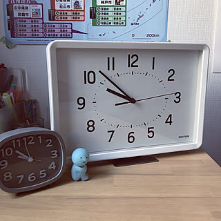 子供部屋/RHYTHM PLUS/リズム時計 RHYTHM/時計/白黒グレー...などのインテリア実例 - 2019-11-30 10:08:49