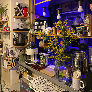 ミモザ/しゃれとんしゃあ会/山善温度調節ケトル/コーヒーコーナー/コーナー棚にコーヒーコーナー設置...などのインテリア実例 - 2020-02-22 23:53:33