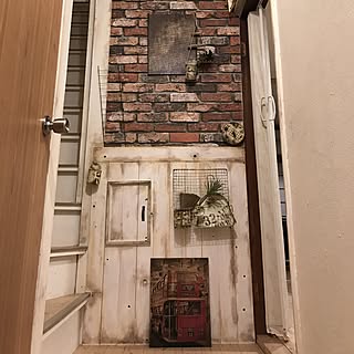 玄関/入り口/リノベーション/DIY/アースカラー/ハンドメイド...などのインテリア実例 - 2016-11-05 17:37:20