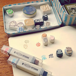 ハンドメイド/机/セリア/ダイソー/消ゴムはんこ/新学期...などのインテリア実例 - 2019-05-09 15:25:51