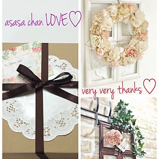 壁/天井/ありがとうーーー♪ヾ(o≧∀≦o)ﾉﾞ♡/素敵便♥/asasaちゃんLOVE♡/asasaちゃんのペーパーフラワー...などのインテリア実例 - 2014-05-11 10:58:06