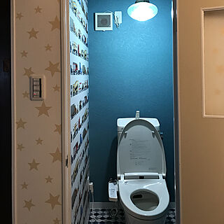 トイレの壁紙 ターコイズブルーの壁紙のインテリア実例 Roomclip ルームクリップ
