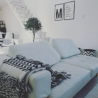 リビング/白黒/モノトーン/吹き抜け/白黒好き...などのインテリア実例 - 2016-01-20 17:29:25