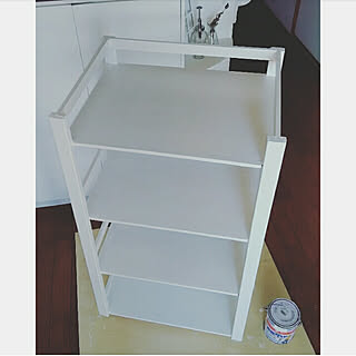 ●主人のDIY●/キッチンワゴンDIY/作成中(๑˃̵ᴗ˂̵)و ̑̑ .:*✧/ホワイトペイント/後ろから...などのインテリア実例 - 2017-09-18 16:29:55
