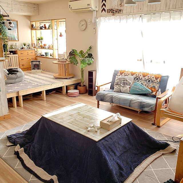 maiのニトリ-ビーズソファカバー 大(ストライプ) の家具・インテリア写真