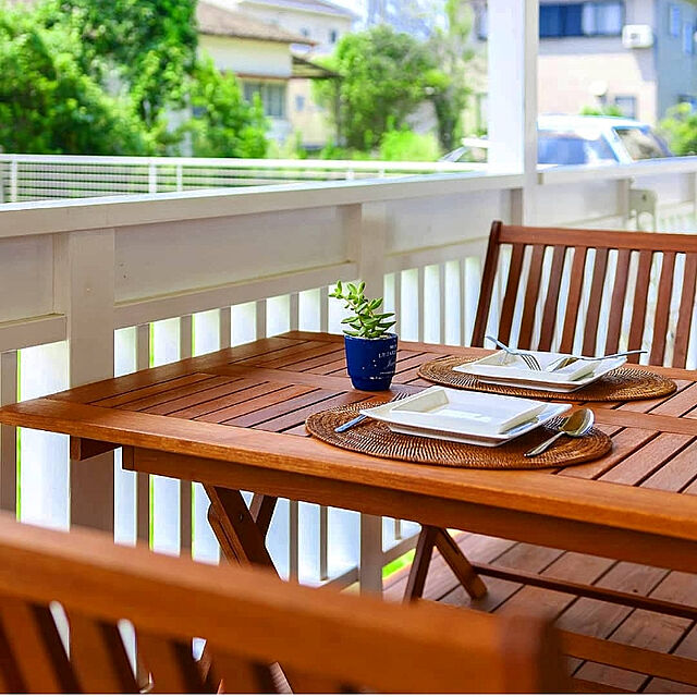 makky1605の-木製 ガーデンテーブル バーベキューセット ガーデンベンチ ダイニング3点セット ベランダテーブル 天然木 新生活の家具・インテリア写真
