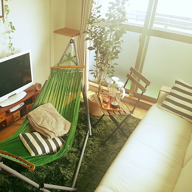 tukudaniの-折りたたみ自立式スタンド付きポータブルハンモック　【M】サイズ(GREEN)の家具・インテリア写真
